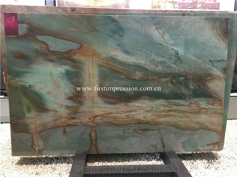 Botanic Bordeaux Quartzite Slab & Tiles/ Brazil Green Machine Cutting Panel/ Bathroom Wall Cladding/ Hotel Floor Covering Pattern/ Green Quartzite