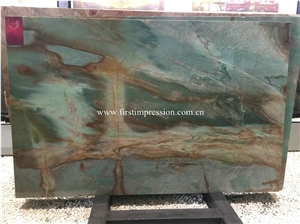 Botanic Bordeaux Quartzite Slab & Tiles/ Brazil Green Machine Cutting Panel/ Bathroom Wall Cladding/ Hotel Floor Covering Pattern/ Green Quartzite