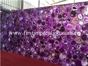 China Purple Agate Semi Precious/ Good Quality Gemstone Tiles/ Wall Ladding/ Background Backlit Stone