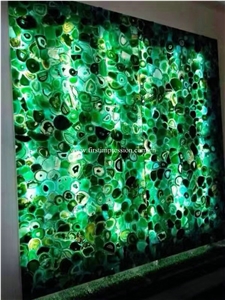 High Polished Stone Green Agate Slab/ Semiprecious Stone Gemstone Stone/ Transperant Countertop Intertior Wall Cladding