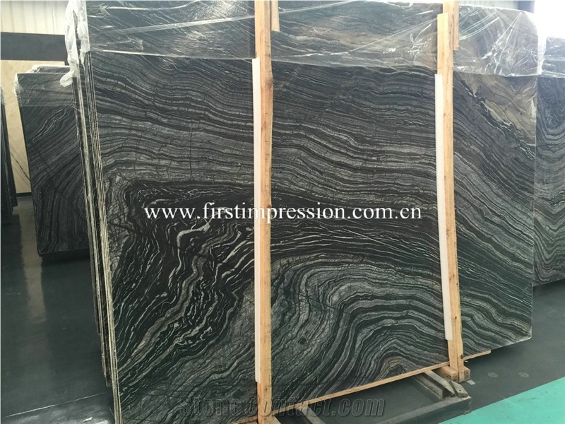 High Quality & Best Price Black Wood Gain Slabs & Tiles/ Silver Wave Black Wooden Zebra/ Antique Wood Black/ Wood Black Serpeggiante Slabs
