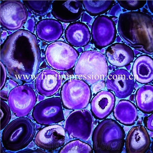 High Quality Purple Agate Semi Precious/ Good Quality Gemstone Tiles/ Wall Ladding/ Background Backlit Stone