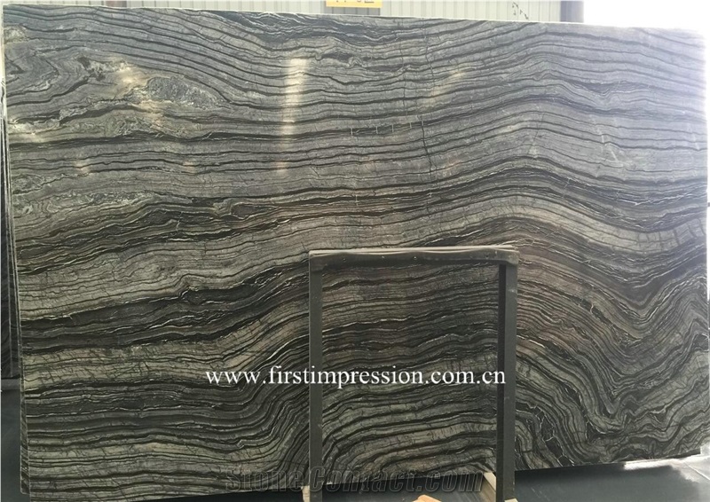 Silver Wave Black Wooden Vevins Marble Slabs /China Wooden Grain Marble/Ancient Wooden Marble Slab/Wooden Vein Marble Slab for Flooring Tiles