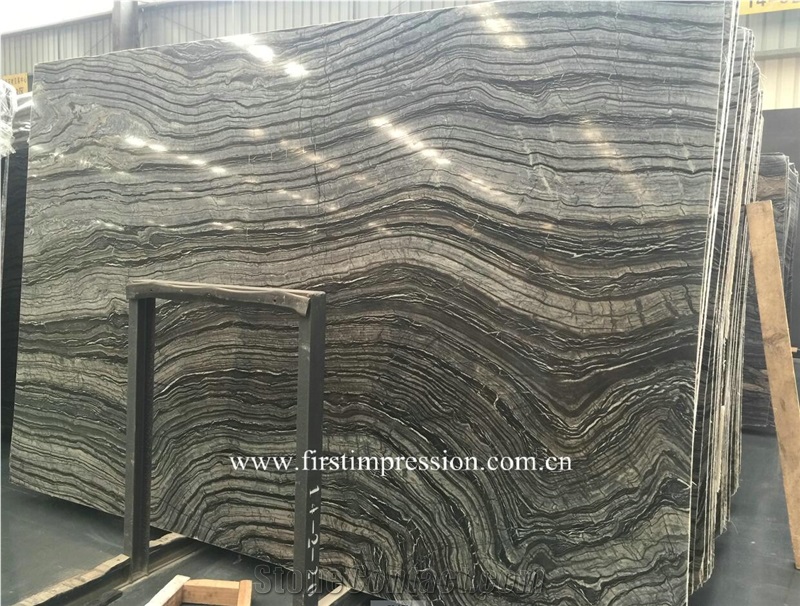 Silver Wave Black Wooden Vevins Marble Slabs /China Wooden Grain Marble/Ancient Wooden Marble Slab/Wooden Vein Marble Slab for Flooring Tiles