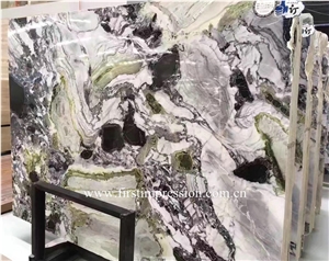 White Beauty Marble/Ice Connect Marble/Chinese Green Slabs/Green Marble Cut to Size/Green Marble Bookmatck /Polished /Hotel Floor Tile
