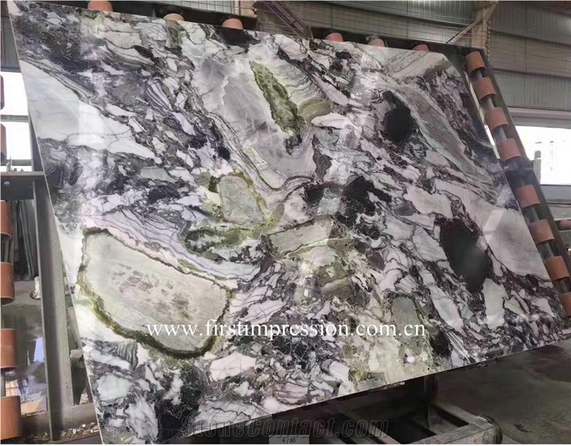 White Beauty Marble/Ice Connect Marble/Chinese Green Slabs/Green Marble Cut to Size/Green Marble Bookmatck /Polished /Hotel Floor Tile
