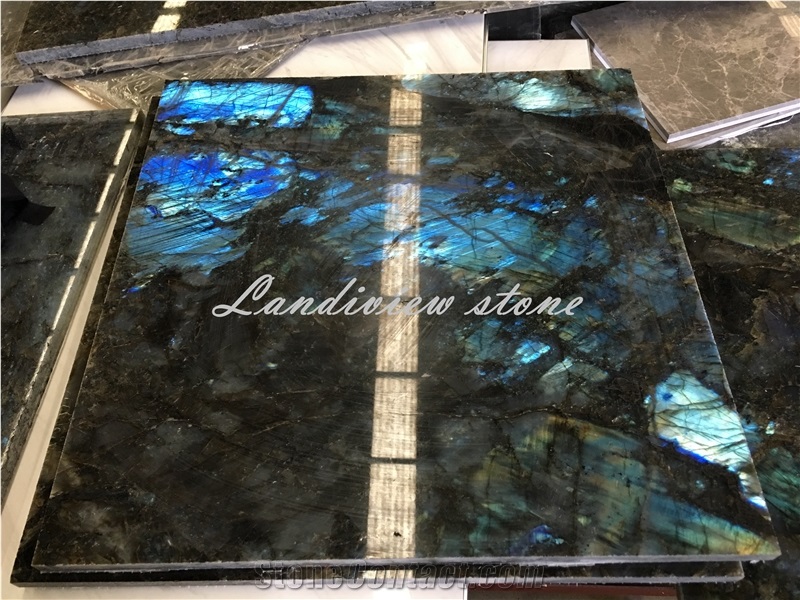 Lemurian Blue Granite Slabs, Labradorite Blue Granite Tiles
