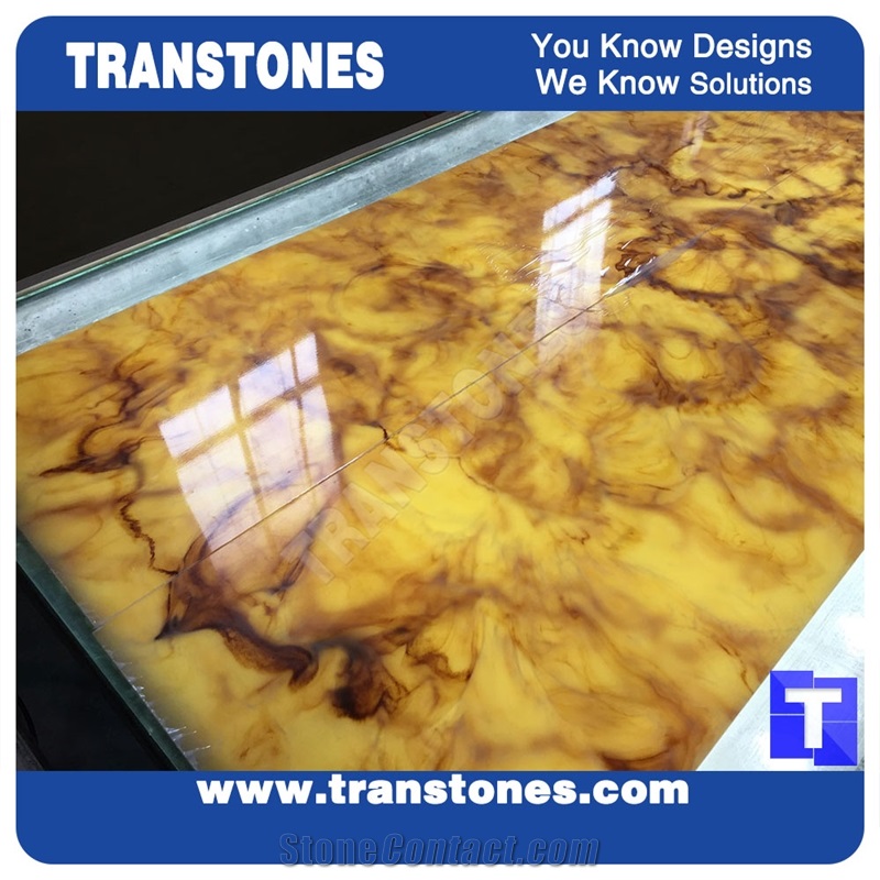 Artificial Marble Translucent Onyx Slabs and Tiles Wall Cladding