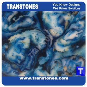China Manufactured Stones Crystallized Stone Tiles and Slabs Blue Vein Polished Surface for Hotel Decorating Materials