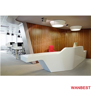 Cheap Acrylic Solid Surface L Shape Small Portable Hair Salon Office Hotel Clinic Hotel Lobby Fitness Center Gym Front Table Reception Desk Design