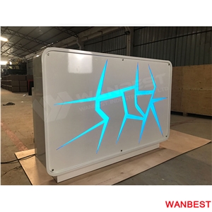 Cheap Artificial Marble Acrylic Wood Small Portable Office Hair Salon Spa Fitness Center Clinic Standing Reception Desk Restaurant Cashier Desk Design