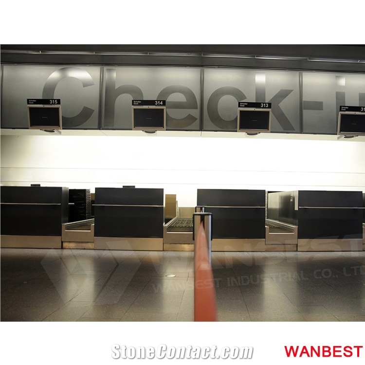 Cheap Artificial Stone Marble Curved Shop Airport Train Station Shopping Center Reception Register Table Checkout Counter Desk for Retail Store Design