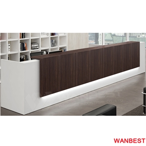 China Manufacture Artificial Stone Wooden Led Lighted Straight Hotel Company Beauty Salon Front Table Restaurant Spa Lobby Clinic Reception Desk