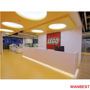 Custom Made Artificial Stone Acrylic Led Lighted Modular Office Furniture Gym Salon Hotel Lobby Hall Standing Reception Desk for Retail Store