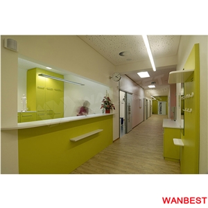 Factory Direct Artificial Marble Wooden Curved Clinic Office Hotel Fitness Center Gym Lobby Hall Hospital Nurse Station Reception Desk Furniture