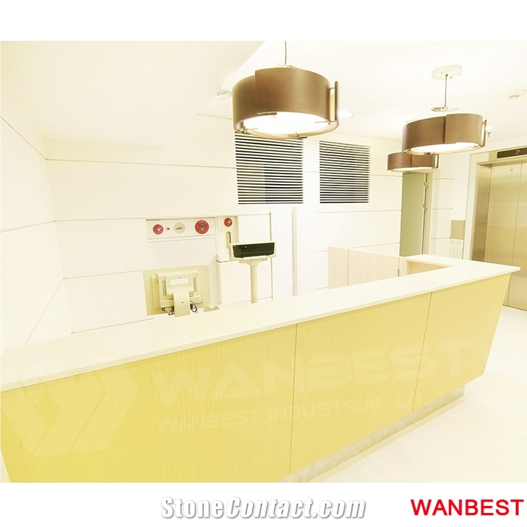Factory Direct Artificial Marble Wooden Curved Clinic Office Hotel Fitness Center Gym Lobby Hall Hospital Nurse Station Reception Desk Furniture