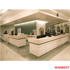 Factory Direct Artificial Marble Wooden Curved Clinic Office Hotel Fitness Center Gym Lobby Hall Hospital Nurse Station Reception Desk Furniture