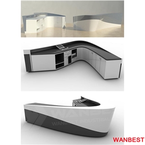 Factory Direct Artificial Stone Marble Curved Office Furniture Lobby Hall Shopping Center Hotel Salon Reception Desk Front Table for Spa Hospital