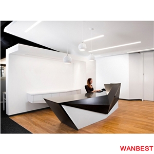 Factory Direct Artificial Stone Marble Curved Office Furniture Lobby Hall Shopping Center Hotel Salon Reception Desk Front Table for Spa Hospital