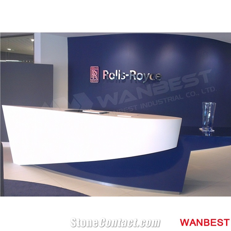 Factory Direct Artificial Stone Marble Curved Office Furniture Lobby Hall Shopping Center Hotel Salon Reception Desk Front Table for Spa Hospital