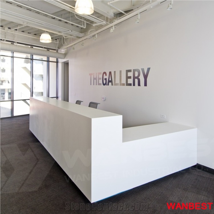 Factory Direct Wood Artificial Marble Acrylic U Shape Lobby Shopping Center Salon Reception Counter Mall Spa Hotel Hospital Cashier Desk Design