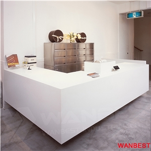 Factory Direct Wood Artificial Marble Acrylic U Shape Lobby Shopping Center Salon Reception Counter Mall Spa Hotel Hospital Cashier Desk Design
