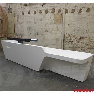 Luxury Artificial Marble Acrylic Large Lobby Hotel Company Hospital Hall Shopping Center Salon Clinic Standing Reception Area Desk Service Counter