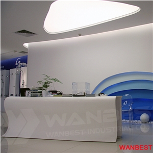 Luxury Artificial Marble Acrylic Large Lobby Hotel Company Hospital Hall Shopping Center Salon Clinic Standing Reception Area Desk Service Counter