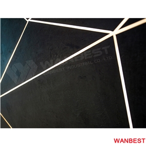 Luxury Artificial Marble Solid Surface Diamond Shape Black Lobby Hall Office Hair Salon Hotel Spa Clinic Shopping Center Reception Desk Front Table