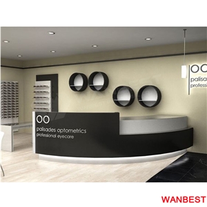 Luxury Artificial Marble Solid Surface Diamond Shape Black Lobby Hall Office Hair Salon Hotel Spa Clinic Shopping Center Reception Desk Front Table