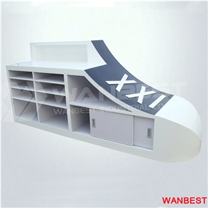Special Design Acrylic Artificial Stone Shoe Design Shop Retail Store Shopping Center Lobby Mall Office Portable Reception Desk Cashier Counter
