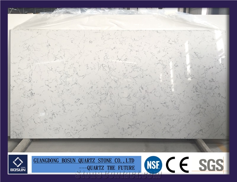 Artificial Quartz Stone Bs3106 Carrara White Solid Surfaces Polished Slabs & Tiles Engineered Stone