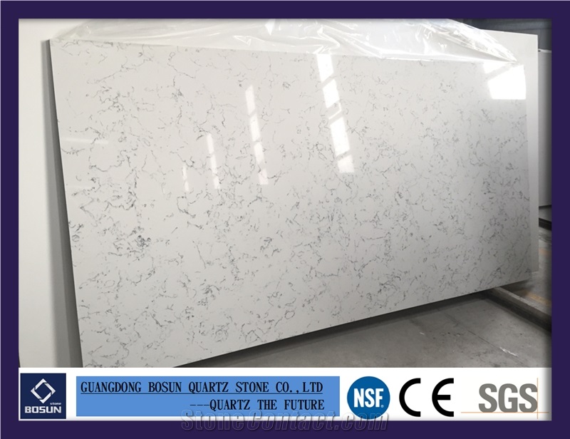 Artificial Quartz Stone Bs3106 Carrara White Solid Surfaces Polished Slabs & Tiles Engineered Stone