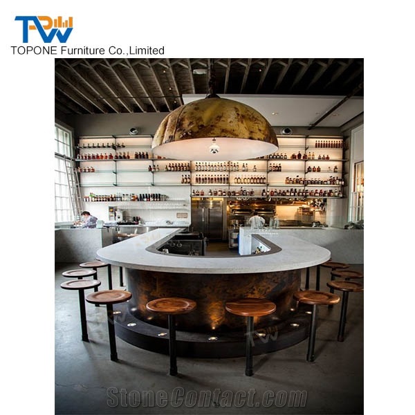 Artificial Marble Stone Bar Furniture Bar Counters Top Design, Interior Stone Acrylic Solid Surface Bar Counter Tops Stone Furniture Factory Price
