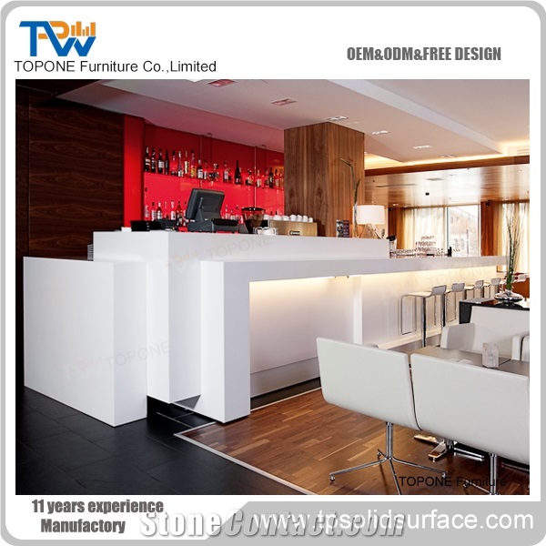Artificial Marble Stone Juice Bar Counter China, Interior Stone Acrylic Solid Surface Factory Price Led Restaurant Bar Counter Tops Stone Furniture