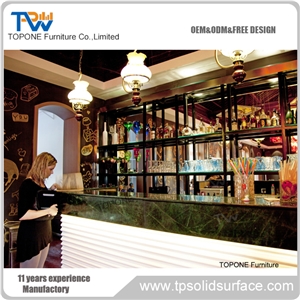 Artificial Marble Stone Night Club Small Bar Counter Tops Designs, Interior Stone Modern Home Mini Bar Counter Design for Sale Oem Service Factory
