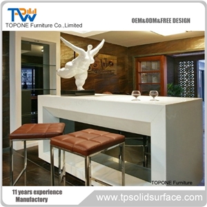 Half Round Blue Color Led Lighted Artificial Marble Stone Home Bar Counter Tops, Interior Stone Coffee Restaurant Home Bar Counter Table Tops Design