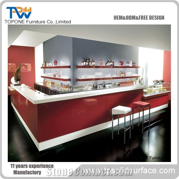 Half Round Blue Color Led Lighted Artificial Marble Stone Home Bar Counter Tops, Interior Stone Coffee Restaurant Home Bar Counter Table Tops Design