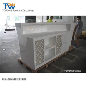 Modern Home Bar Furniture Artificial Marble Stone White Color Boat Shaped Bar Counter Desk Tops,Interior Stone Marble Wine Coffee Shop Service Counter