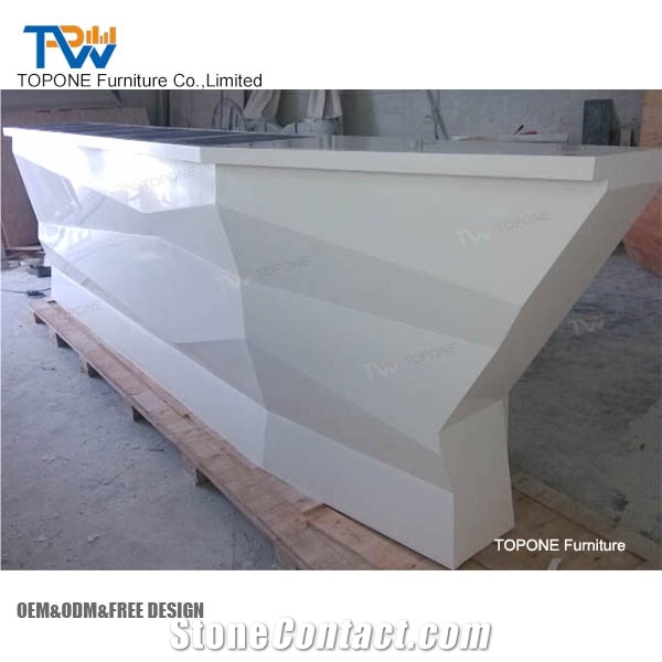 Modern Home Bar Furniture Artificial Marble Stone White Color Boat Shaped Bar Counter Desk Tops,Interior Stone Marble Wine Coffee Shop Service Counter