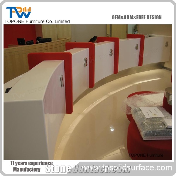 Oval Design Modern Artificial Marble Stone Service Front Bar Table, Interior Stone Acrylic Solid Surface Bar Counter Table Tops Desig Stone Factory