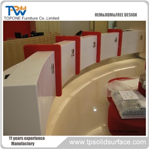 Oval Design Modern Artificial Marble Stone Service Front Bar Table, Interior Stone Acrylic Solid Surface Bar Counter Table Tops Desig Stone Factory