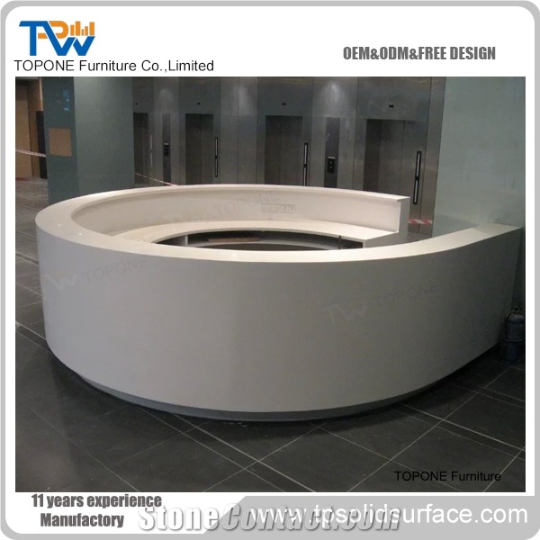 Oval Design Modern Artificial Marble Stone Service Front Bar Table, Interior Stone Acrylic Solid Surface Bar Counter Table Tops Desig Stone Factory