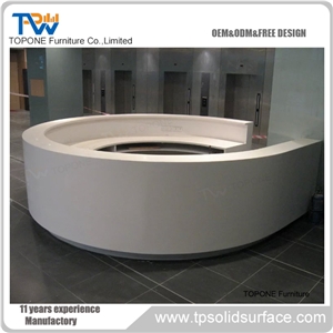 Oval Design Modern Artificial Marble Stone Service Front Bar Table, Interior Stone Acrylic Solid Surface Bar Counter Table Tops Desig Stone Factory
