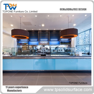 Oval Design Modern Artificial Marble Stone Service Front Bar Table, Interior Stone Acrylic Solid Surface Bar Counter Table Tops Desig Stone Factory