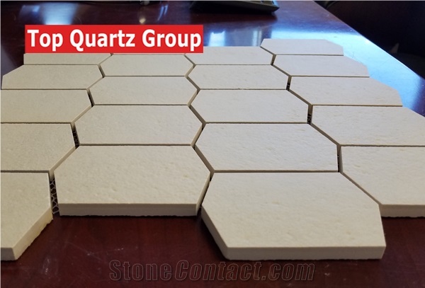 Elongated Hexagon Mosaics ,Full Body Porcelain Tile with Textured Finish,China Ceramic Mosaic Factory
