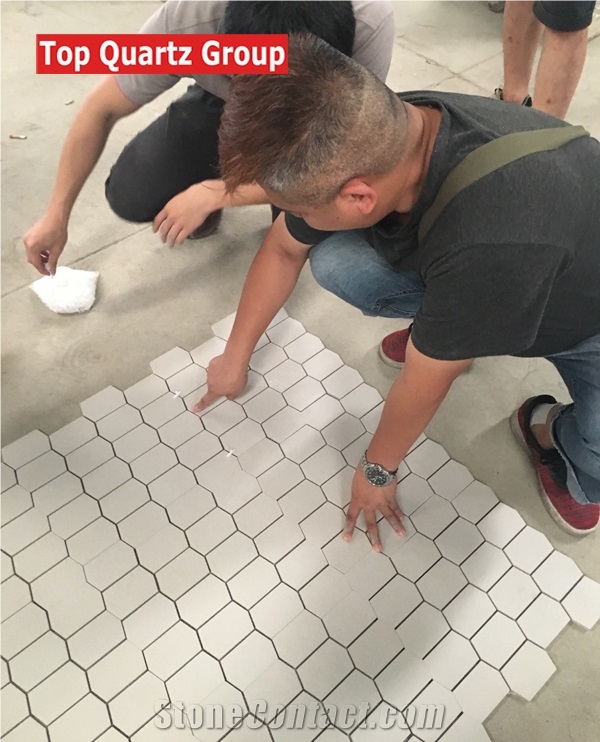 Elongated Hexagon Mosaics ,Full Body Porcelain Tile with Textured Finish,China Ceramic Mosaic Factory