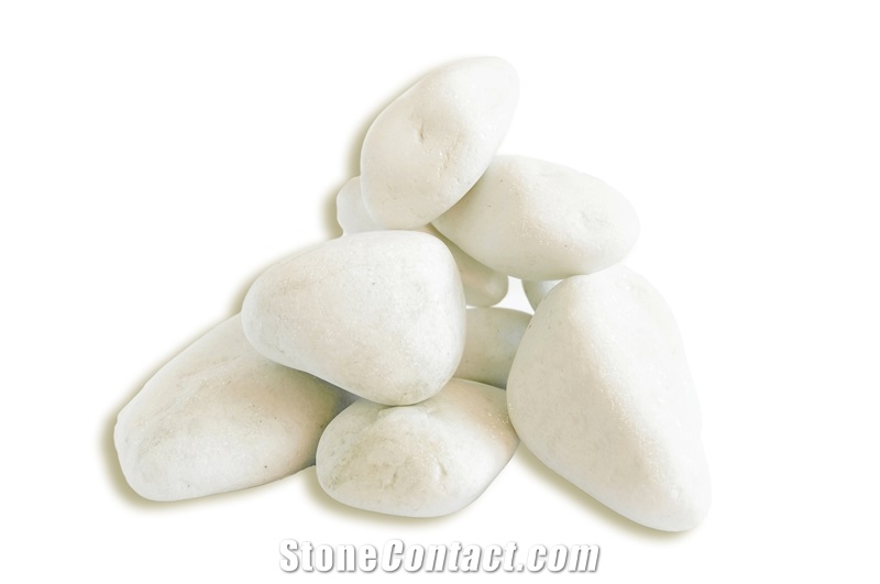 Pebble White Thassos for the Garden 1-2cm 2-4cm 4-8cm 8-13cm