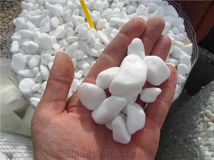 Pebble White Thassos for the Garden 1-2cm 2-4cm 4-8cm 8-13cm
