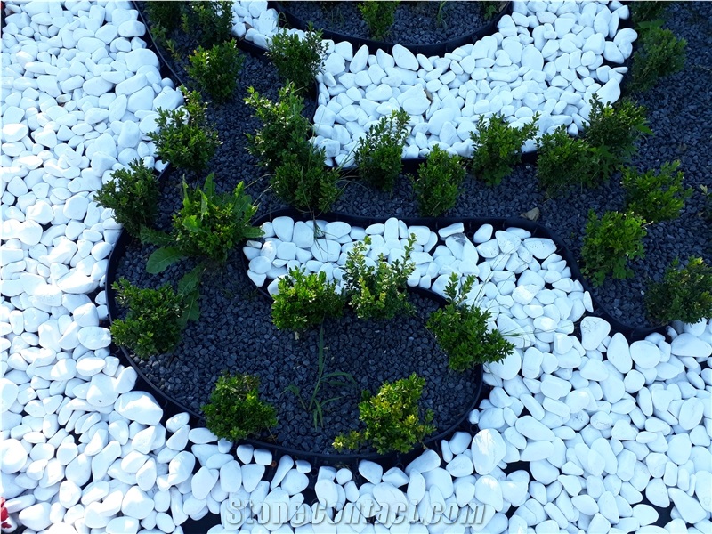 Pebble White Thassos for the Garden 1-2cm 2-4cm 4-8cm 8-13cm